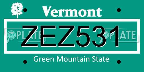 ZEZ531 Vermont License Plate