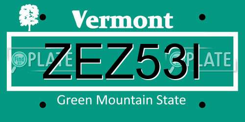 ZEZ53I Vermont License Plate