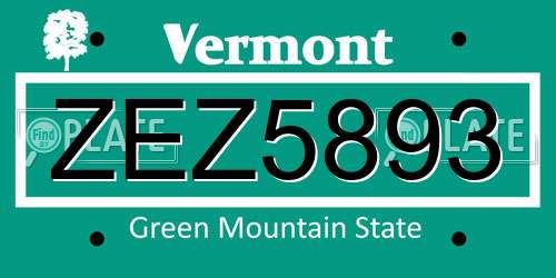 ZEZ5893 Vermont License Plate