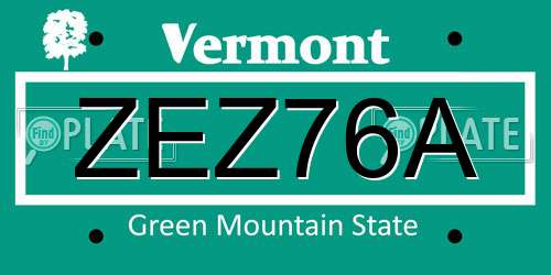 ZEZ76A Vermont License Plate