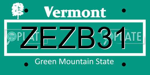 ZEZB31 Vermont License Plate