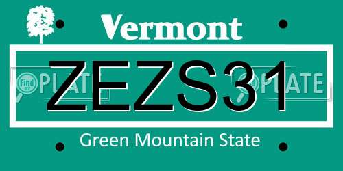 ZEZS31 Vermont License Plate