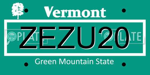 ZEZU20 Vermont License Plate