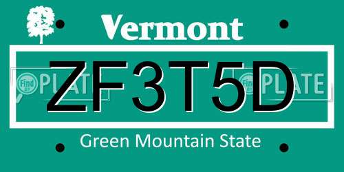 ZF3T5D Vermont License Plate