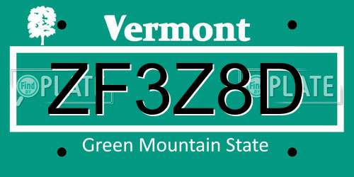 ZF3Z8D Vermont License Plate