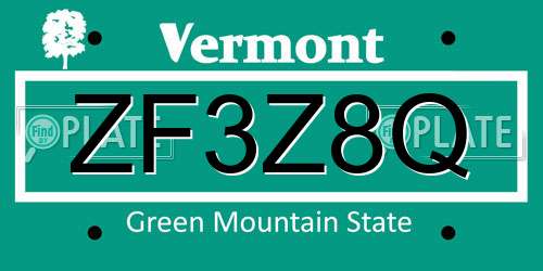 ZF3Z8Q Vermont License Plate