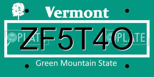ZF5T4O Vermont License Plate