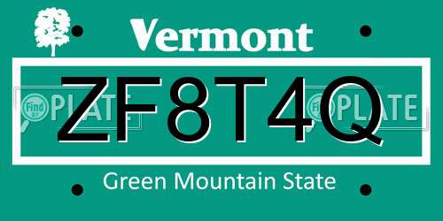 ZF8T4Q Vermont License Plate