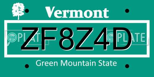 ZF8Z4D Vermont License Plate