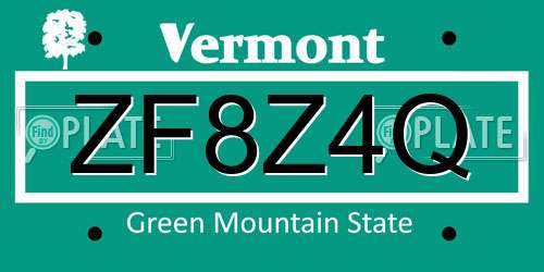 ZF8Z4Q Vermont License Plate
