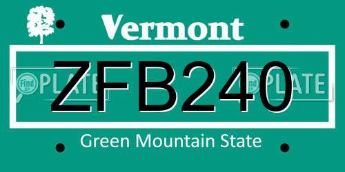 ZFB240 Vermont License Plate