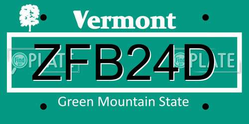 ZFB24D Vermont License Plate
