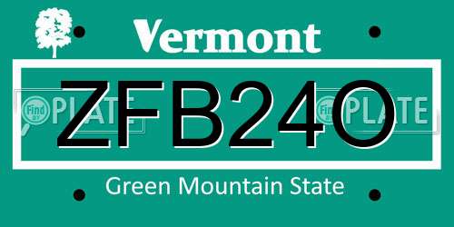 ZFB24O Vermont License Plate