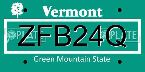 ZFB24Q Vermont License Plate