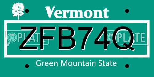 ZFB74Q Vermont License Plate