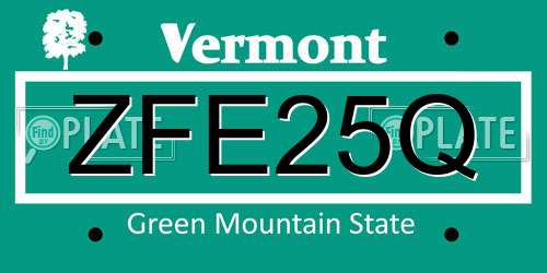 ZFE25Q Vermont License Plate