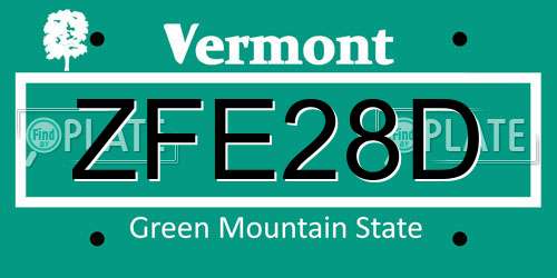 ZFE28D Vermont License Plate