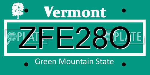 ZFE28O Vermont License Plate