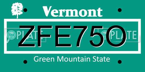 ZFE75O Vermont License Plate