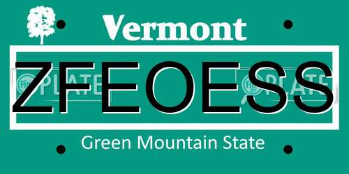 ZFEOESS Vermont License Plate