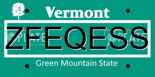 ZFEQESS Vermont License Plate