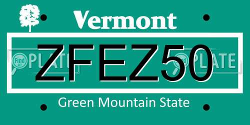 ZFEZ50 Vermont License Plate