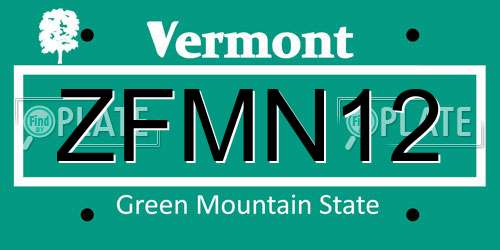 ZFMN12 Vermont License Plate