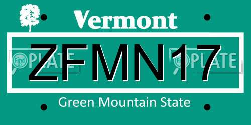 ZFMN17 Vermont License Plate
