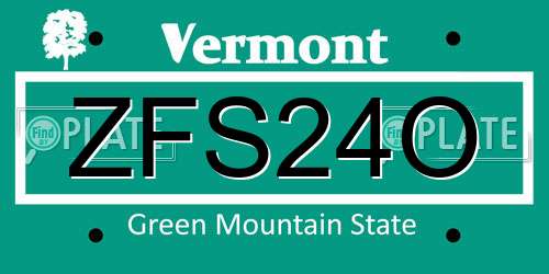 ZFS24O Vermont License Plate
