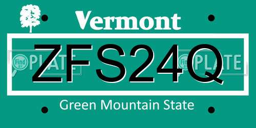 ZFS24Q Vermont License Plate