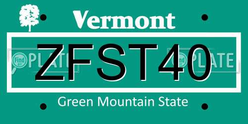 ZFST40 Vermont License Plate