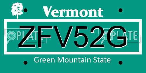 ZFV52G Vermont License Plate