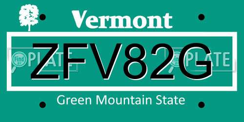 ZFV82G Vermont License Plate
