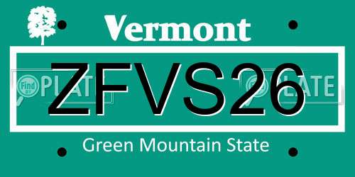 ZFVS26 Vermont License Plate