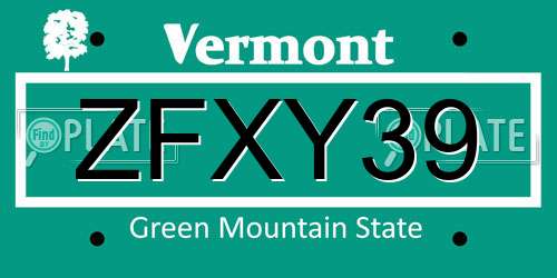 ZFXY39 Vermont License Plate