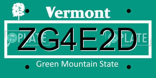 ZG4E2D Vermont License Plate
