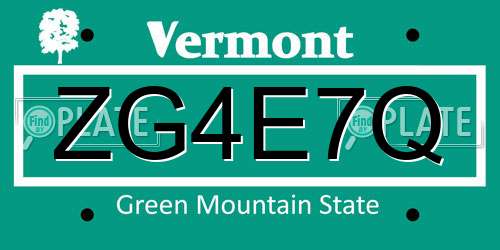 ZG4E7Q Vermont License Plate