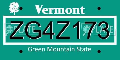 ZG4Z173 Vermont License Plate