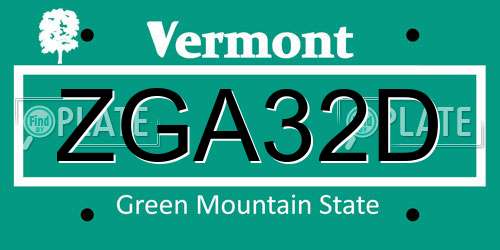 ZGA32D Vermont License Plate