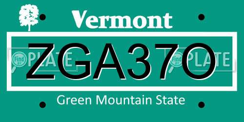 ZGA37O Vermont License Plate