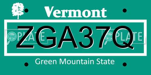 ZGA37Q Vermont License Plate