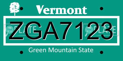 ZGA7123 Vermont License Plate