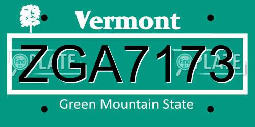 ZGA7173 Vermont License Plate