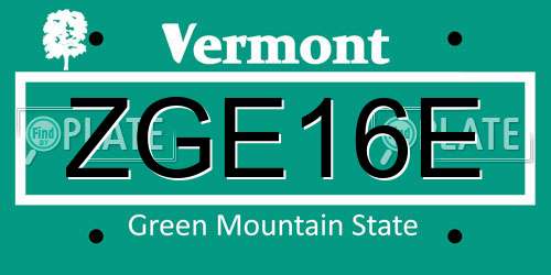 ZGE16E Vermont License Plate