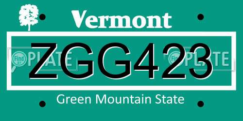 ZGG423 Vermont License Plate