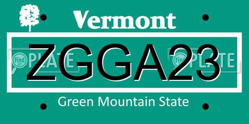 ZGGA23 Vermont License Plate