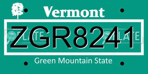 ZGR8241 Vermont License Plate