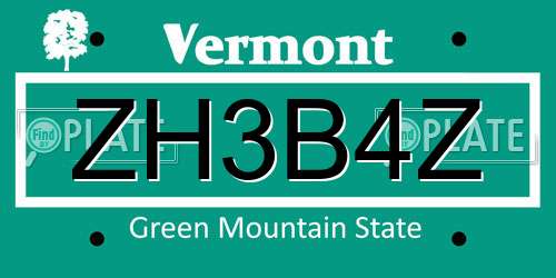 ZH3B4Z Vermont License Plate