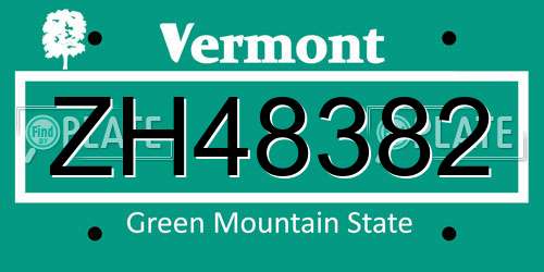 ZH48382 Vermont License Plate