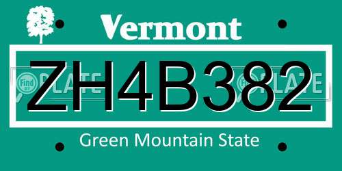 ZH4B382 Vermont License Plate
